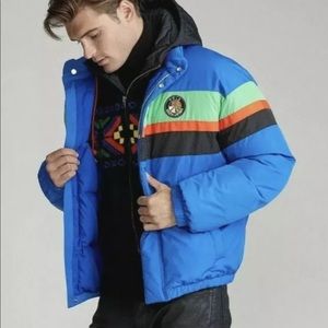 Polo Ralph Lauren Striped Blue Down Puffer Jacket-Vintage Crest